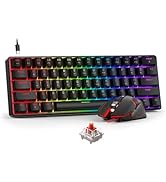 BlueFinger 60% Mechanical Gaming Keyboard and Mouse Combo - RGB Rainbow Backlit 61 Keys Red Switc...