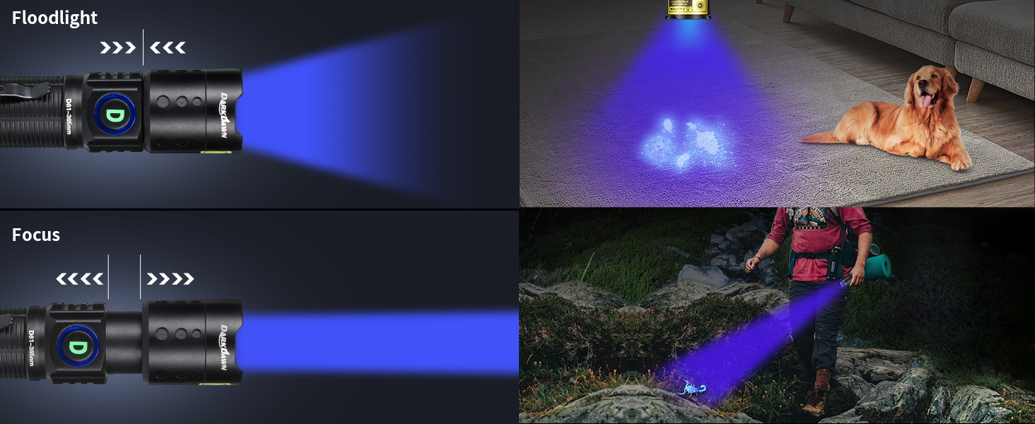FOCUS ADJUSTABLE UV FLASHLIGHT