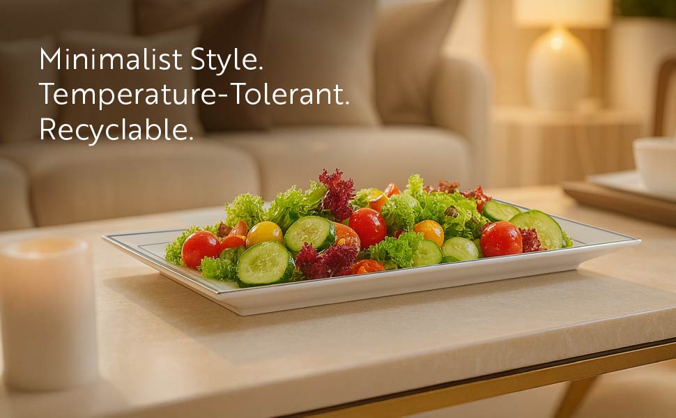 rectangular plastic plates, white plastic plates, disposable plates, rectangular plates