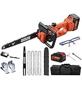 TEEANEES 12" Brushless Cordless Chainsaw, 1200W High Power Electric Chainsaw with Auto Oiler &amp; Sa...