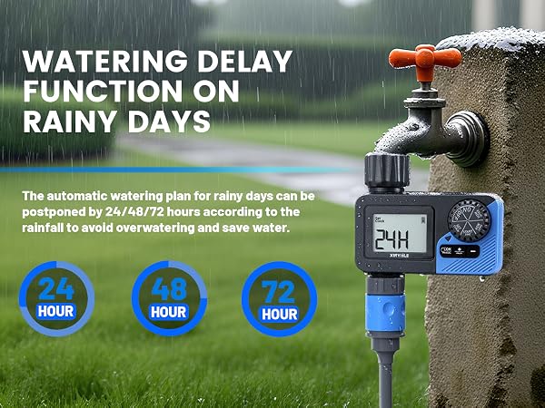 Watering delay function on rainy days