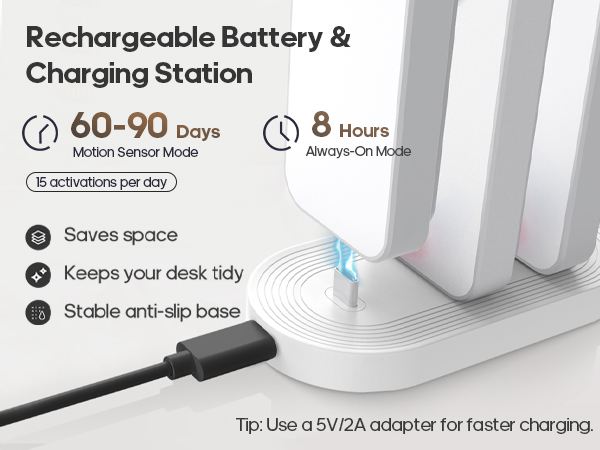 Rechargeable Under Cabinet Lighting with Charging Station