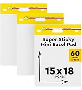 Post-it Self-Stick Mini Easel Pad, 15 in x 18 in, 20 Sheets/Pad, 3 Pads, Great for Virtual Teache...