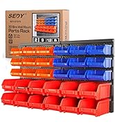 30-Bin Wall-Mounted Storage Rack System - Heavy-Duty Garage Tool Organizer for Screws, Nuts, Bolt...