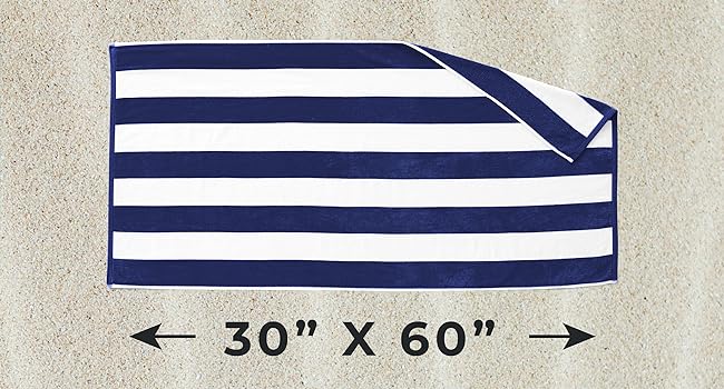 30 by 60 inches big beach towel with double-sided striped design
