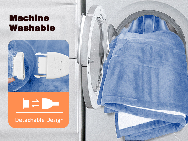 Detache the controller from the blanket before machine wash.