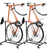 2PC Vertical Bike Stand,Freestanding Space-Saving Bike Rack with Adjustable Height for Wheels Siz...