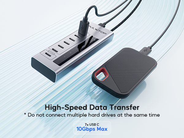 Powered USB C Hub, 7 in 1 USB C Hub