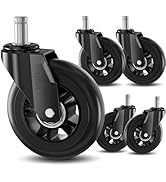 TESUMI Upgraded Office Chair Wheels 3 in Roller Blade Rubber Chair Wheels Caster Replacement, Uni...