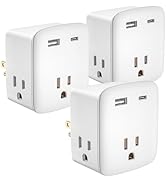 Multi Plug Wall Outlet Extender Splitter, Non Surge Protector Power Bar with 3 AC Outlets and 2 U...