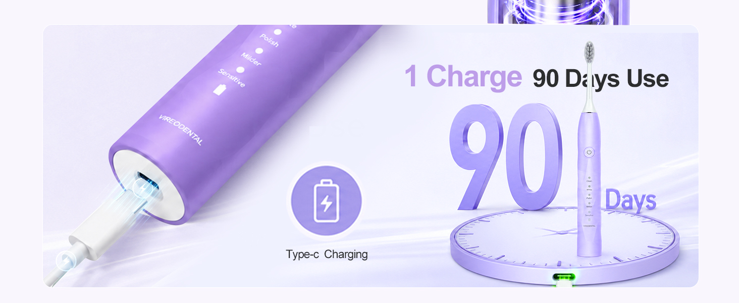 1 charge 90 days use electric toothbrush