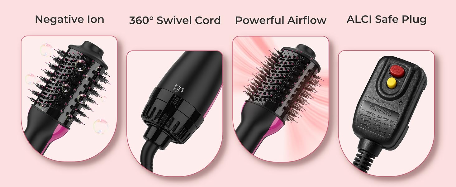 dual voltage mini travel hair dryer brush