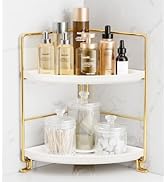 FSyueyun 2-Tier Corner Bathroom Counter Organizer, Tool-Less Installation Vanity Shelf Small Plas...