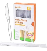 PSTVITA Disposable Plastic Knives Clear, Pack of 50 Individually Wrapped