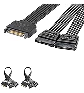 J&D 15 Pin SATA Power Y Splitter Cable (2 Pack), Male to Female, 8 inch