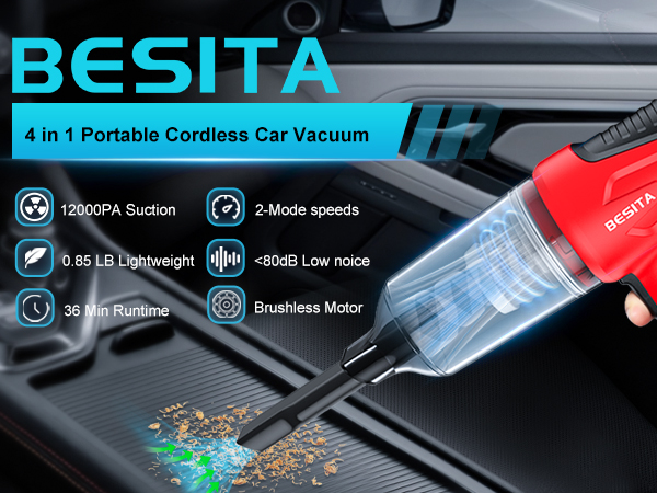 BESITA Portable Cordless Car Vacuum