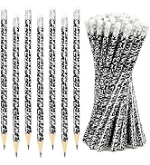 AnyDesign 48Pcs Welcome Back to School Pencils with Eraser Black White Composition Notebook Long ...