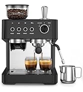 Electactic 20 Bar Espresso Machine with Built-in Anti-Clog Coffee Grinder, Expresso Coffee Machin...