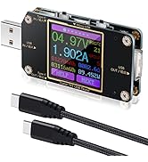 USB C Power Meter Tester, Eversame USB Voltmeter Ammeter Load Tester,USB Voltage and Current Moni...