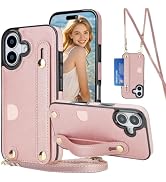 Ephoou for Apple iPhone 17 Case Crossbody Lanyard Wallet with Card Holder, Wrist Strap, Detachabl...