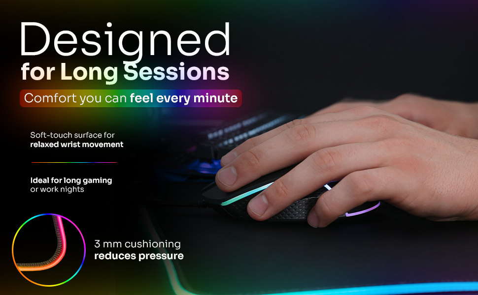 RGB Mouse Pad for gamers, office and studio