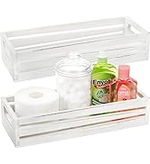 Noamus 2 Pack Bathroom Decor Box, Wooden Toilet Paper Holder, White Toilet Storage Basket, Toilet...