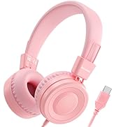 Bywulanda Upgrade USB Type C Kids Headphone for School, 94dB Safe Volume Limited, HD Stereo Sound...
