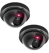 WALI Dummy Fake Security CCTV Dome Camera with Flashing Red LED Light with Security Alert Sticker...