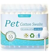 MEDUWEDU Pet Cotton Swabs, 55 Count|Gourd-Shaped Tips|Soft Cotton &amp; Paper Stick|Dog &amp; Cat Ear Cle...