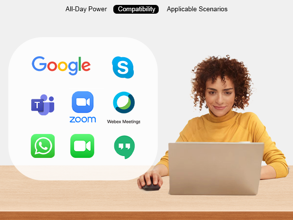 Works Seamlessly with Zoom, Microsoft Teams, Google Meet &amp; Hangouts, Webex Meetings, Skype, and More