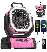 VOSFEEL Camping Fan - 20000mAh Battery Powered Fan Rechargeable with LED Lantern - Portable Outdo...