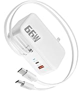 66W 4 in 1 Retractable Wall Charger, USB Type C Fast Charger for iPhone 17 Travel Charger for Mul...