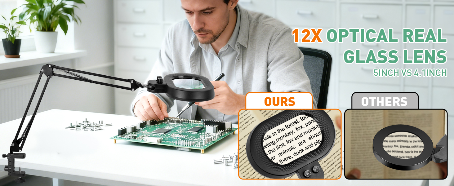 magnifier with light magnifying lamp with light large magnifying glass with light 12X magnification