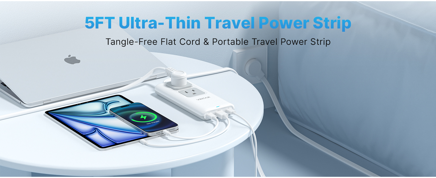 5 ft ultra-thin travel power strip