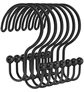 Shower Curtain Hooks, OEH Shower Curtain Rings, Black Shower Curtain Hooks Rust Proof, Decorative...