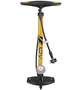 BV Bicycle Ergonomic Bike Floor Pump with Gauge &amp; Smart Valve Head, 160 psi, Automatically Revers...