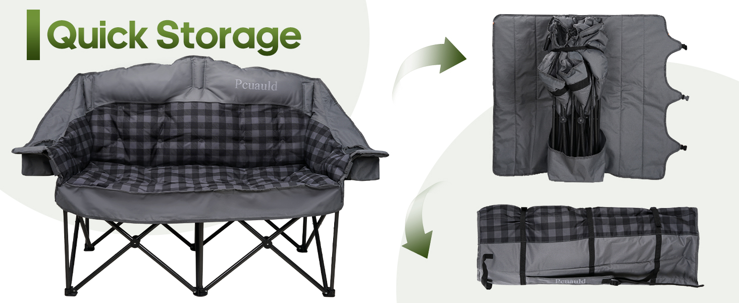 This camping couch features ultra-quick setup and folding in seconds