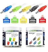 ZOERAX Cat5e Cat6 RJ45 Pass Through Connectors &amp; Strain Relief Boots 100-Pack (100 Connectors + 1...