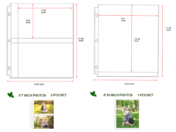 8 x 10Photo Sleeves for 3 Ring Binder