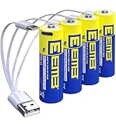 EEMB AA Batteries 4Pack AA Rechargeable Batteries Lithium Batteries AA USB Type C Charging Cable ...