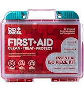 BioSwiss First Aid Kit, 150-Piece Emergency Medical Supplies Kit with Storage Case for Home, Car ...