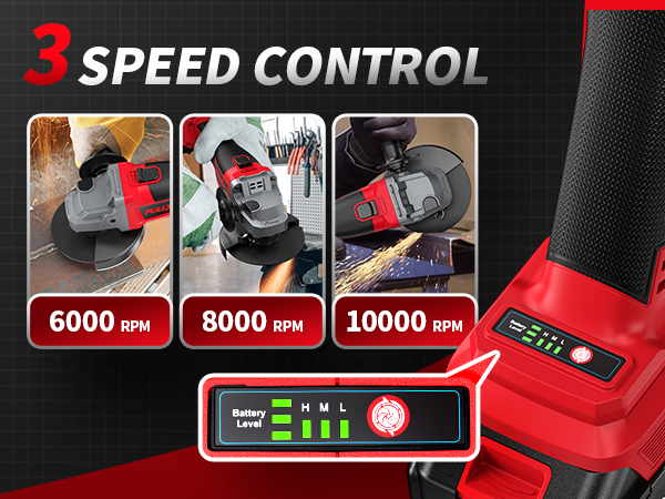 FULLYEA Cordless Angle Grinder 10000RPM Electric Grinder Tool for Wood Metal Cutting