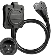 20A 125V AC Port Plug,12AWG Heavy-Duty RV Shore Power Inlet Plug with 5-in-1 T-Blade Adapter &amp; 16...