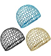 Framendino, 3 Pack Mesh Crochet Hair Net Rayon Knit Snood Hat Thick Hairnet Snoods Cover Ornament...
