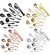 A · HOUSEWARE 10-Piece Stainless Steel Serving Flatware Set Includes Slotted Spoon, Cake Server, ...