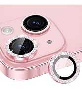 Xfilm Camera Lens Protector Compatible for iPhone 15/15 Plus Bling, Individual Metal Diamond Ring...