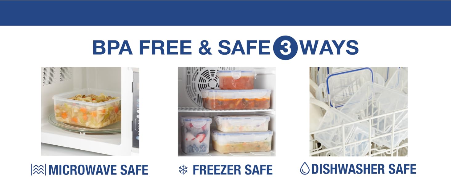 LocknLock Storage containers are dishwasher safe, microwave safe, and freezer safe