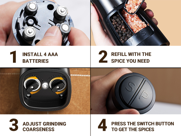 Sangcon 2 in 1 Electric Salt and Pepper Grinder