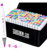XIEED Alcohol Markers, 120 Colors Chisel &amp; Brush Tip Coloring Markers Set, Double Tipped Markers ...