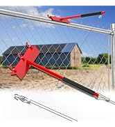Chain Link Fence Top Rail Tensioner Tool, Heavy-Duty Steel Stretcher with 3 Hooks &amp; 28" Cable Hoo...